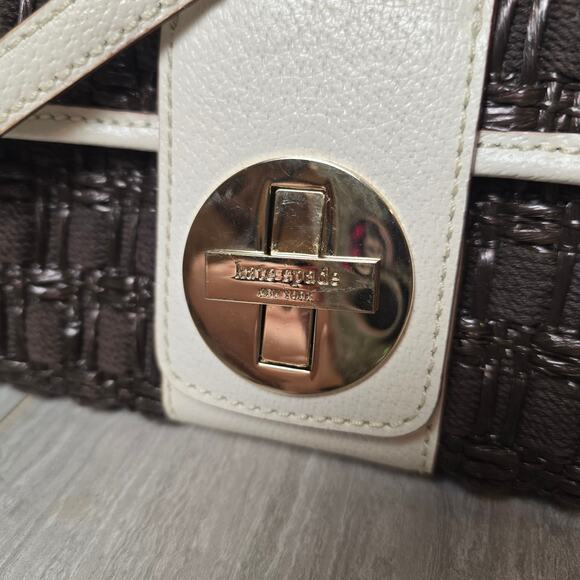 Kate Spade Woven Clutch Bag Shoulder Brown/White NWOT - Picture 2 of 12